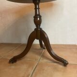 Small furniture side table pedestal table 3 drawers top leather lion's paw in bronze