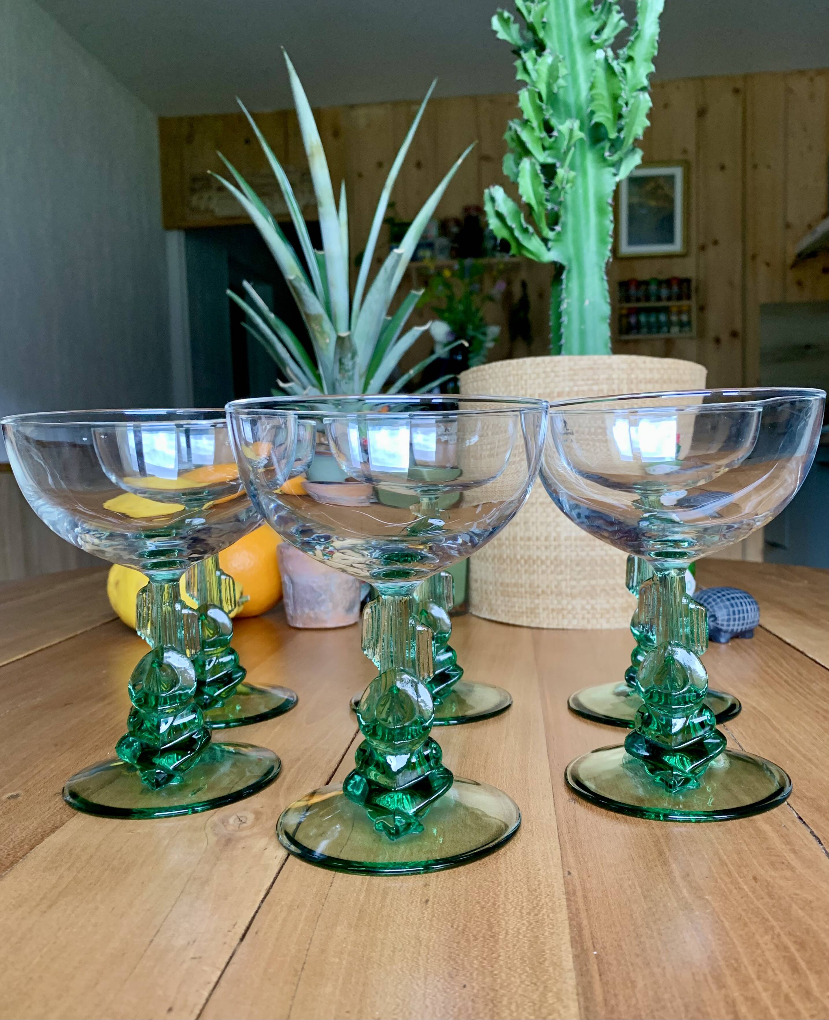 RARE LOT OF 6 LUMINARC “SIESTA” VINTAGE COCKTAIL GLASSES – CACTUS & MEXICAN