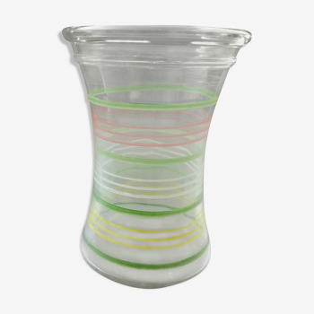 Vase en verre moulé à rayures colorées 60'