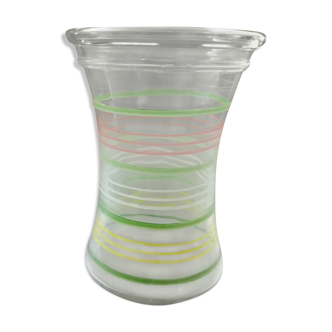 Vase en verre moulé à rayures colorées 60'