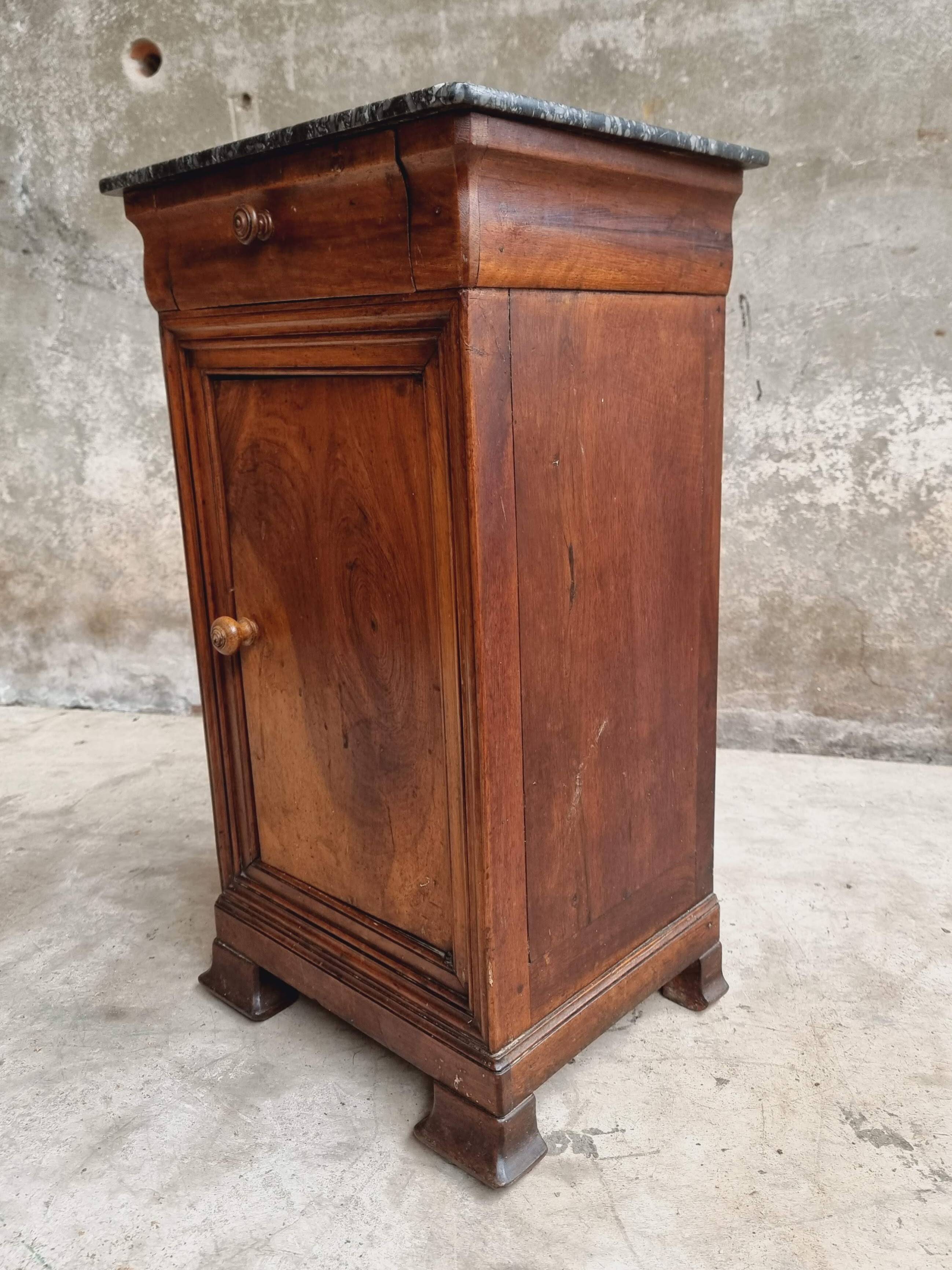 Antique small cabinet French hall cupboard walnut