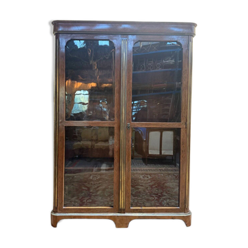 Bibliothèque-vitrine deux portes – Époque Louis XVI – Sapin, marqueterie et