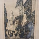 Old orientalist engraving signed