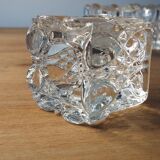 4 bougeoirs en verre ciselé