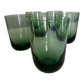 Set de 6 verres gobelets XL 1960 en verre vert