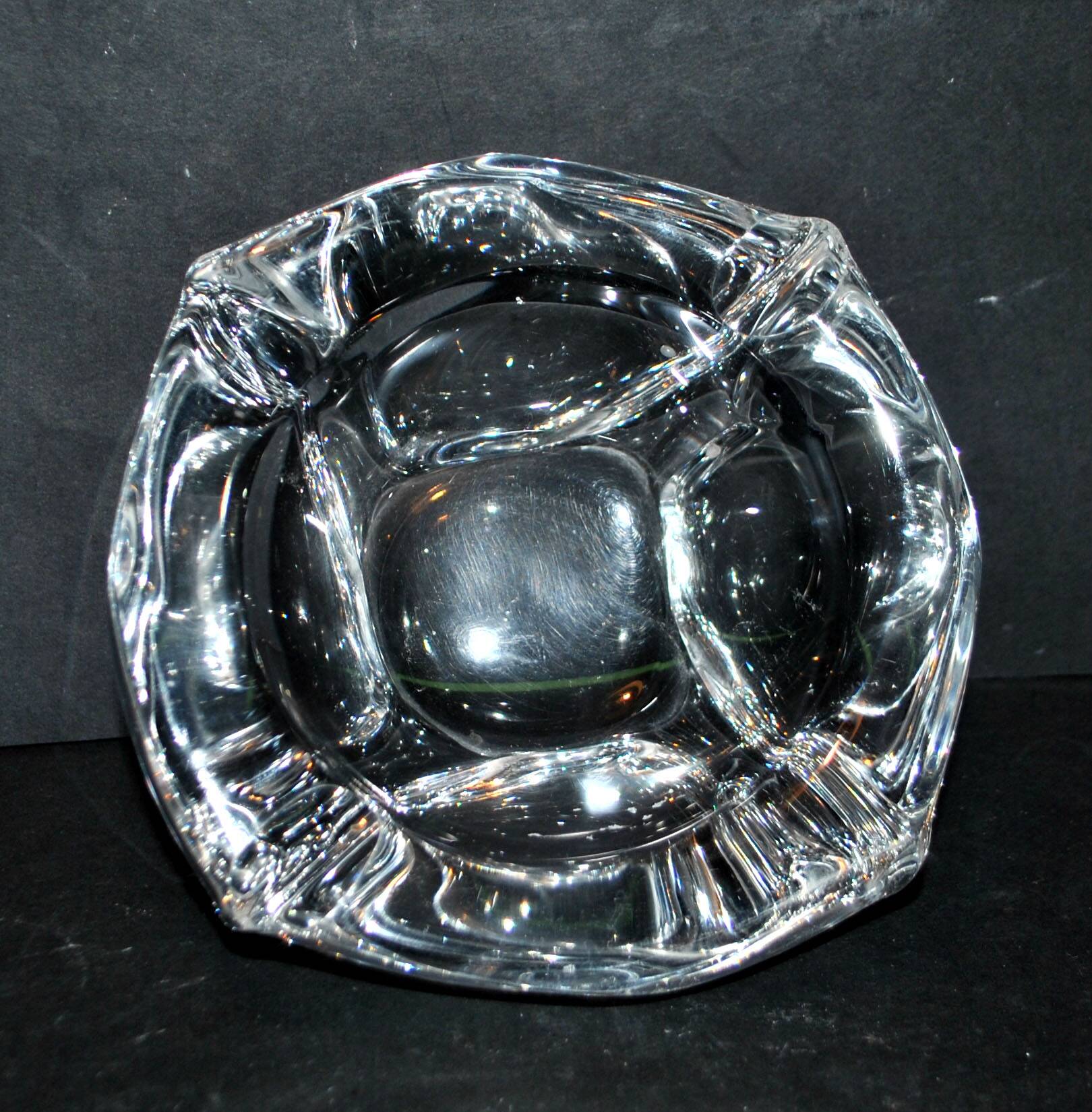 Daum crystal ashtray signed design modernist 1950-1960
