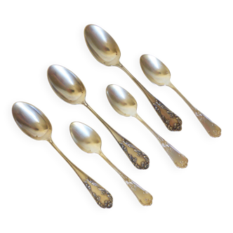3 petites cuillères + 3 cuillères à moka en métal argenté vintage