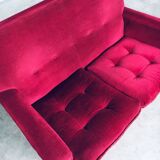 Hollywood Regency Style Fuchsia Velvet 2-Seat Sofa with Fringe, 1960s