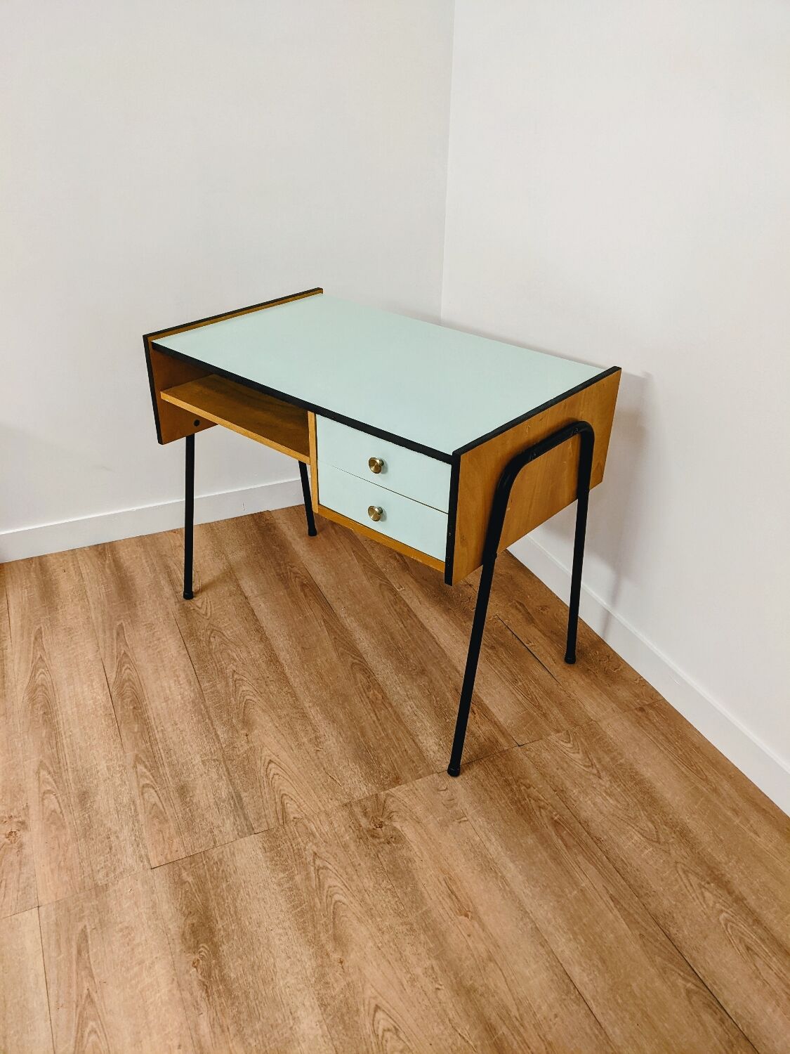 Vintage Scandinavian-style wooden desk