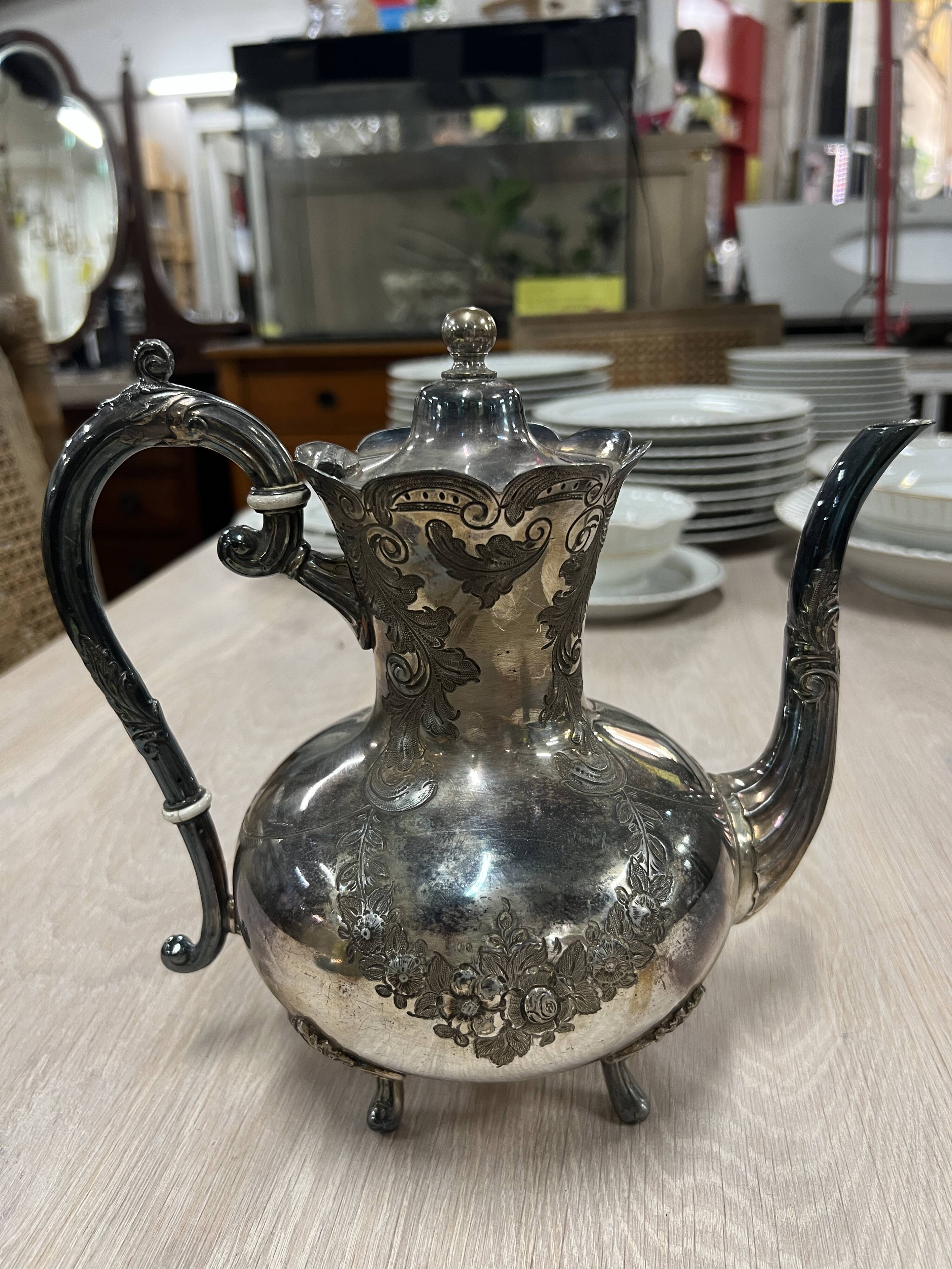 Old silver metal coffee maker