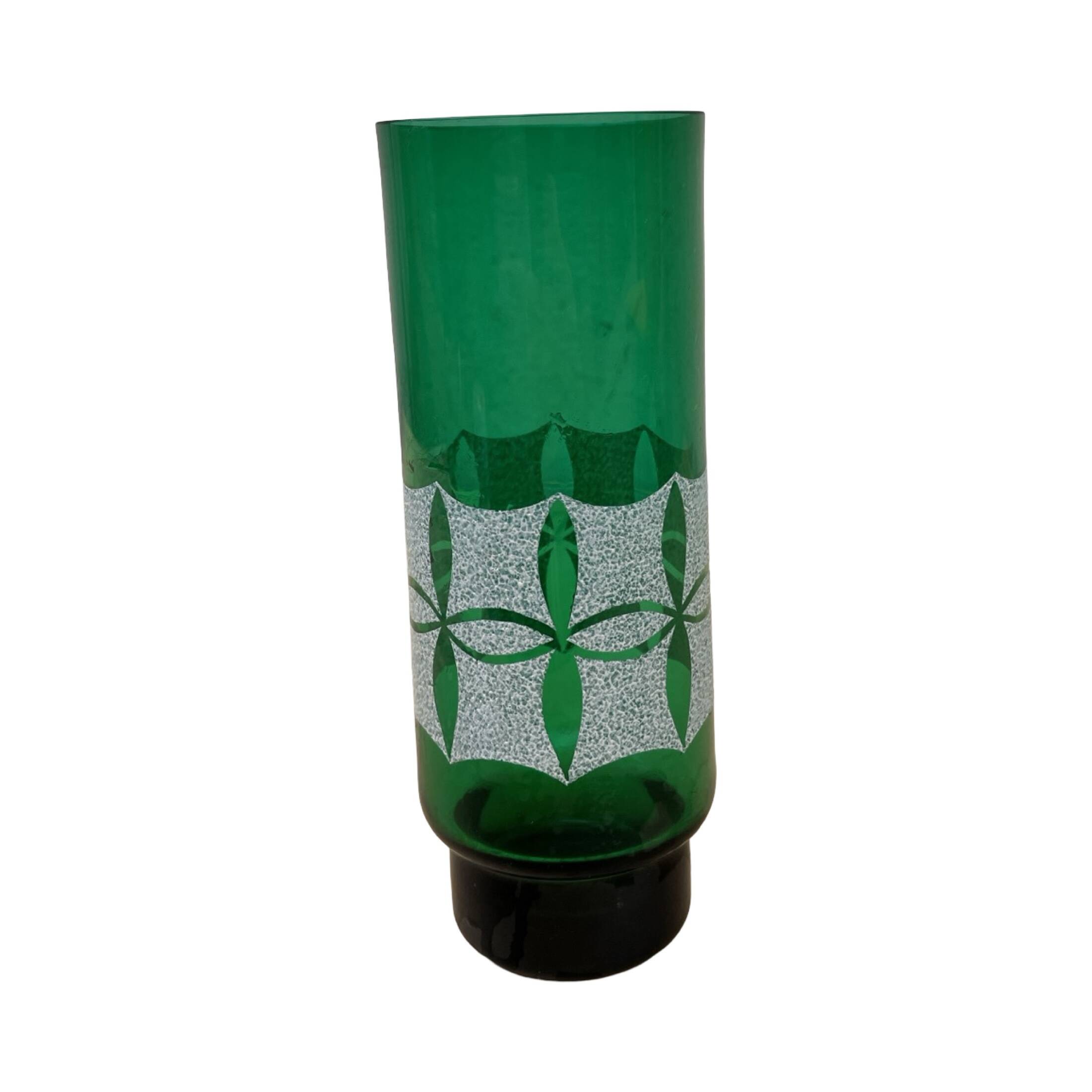 Green glass vase, veb kunst glas wasungen, germany, 1960s
