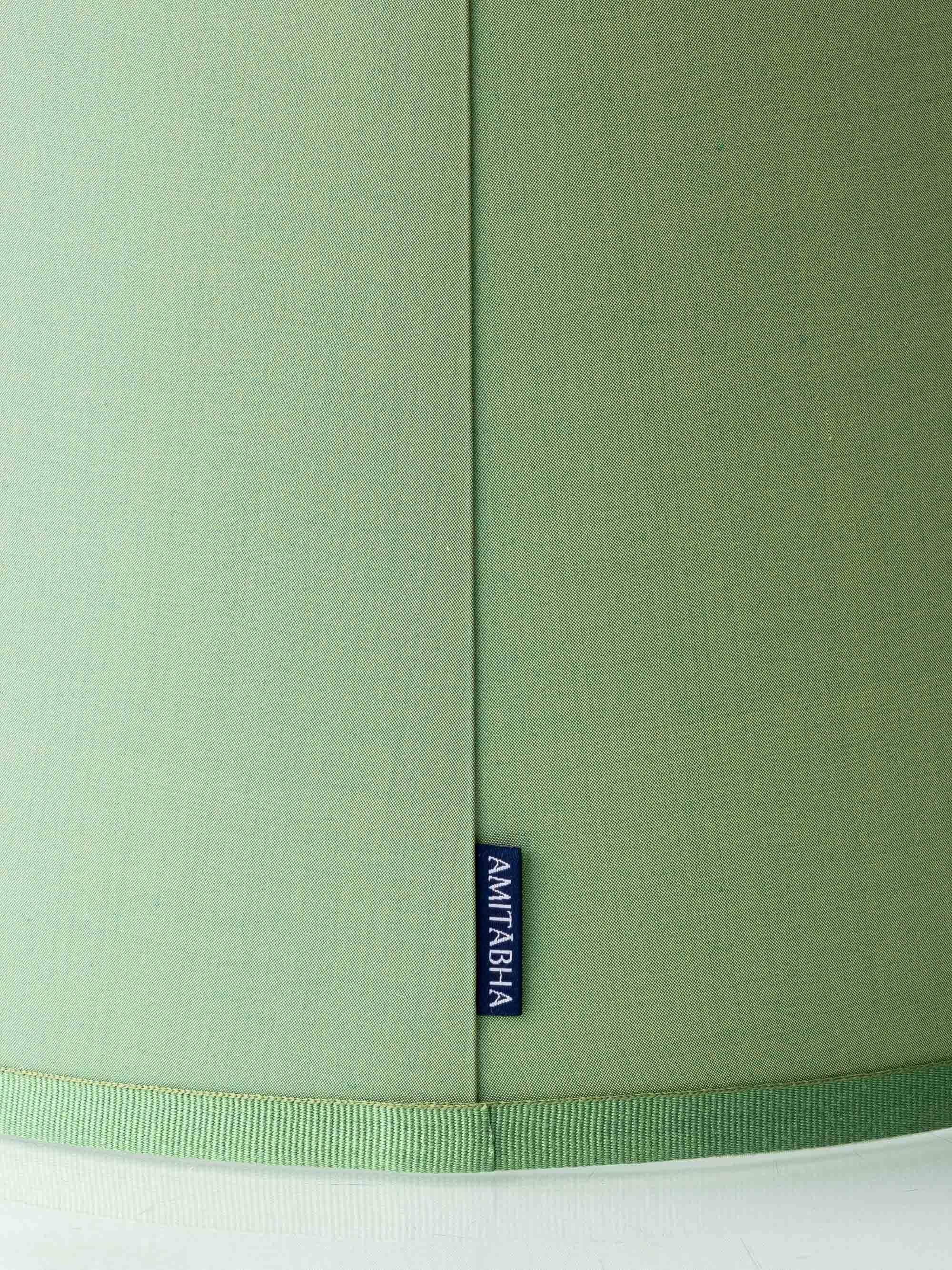 Royal Delft blue ceramic lamp, 1971, new pistachio silk shade.