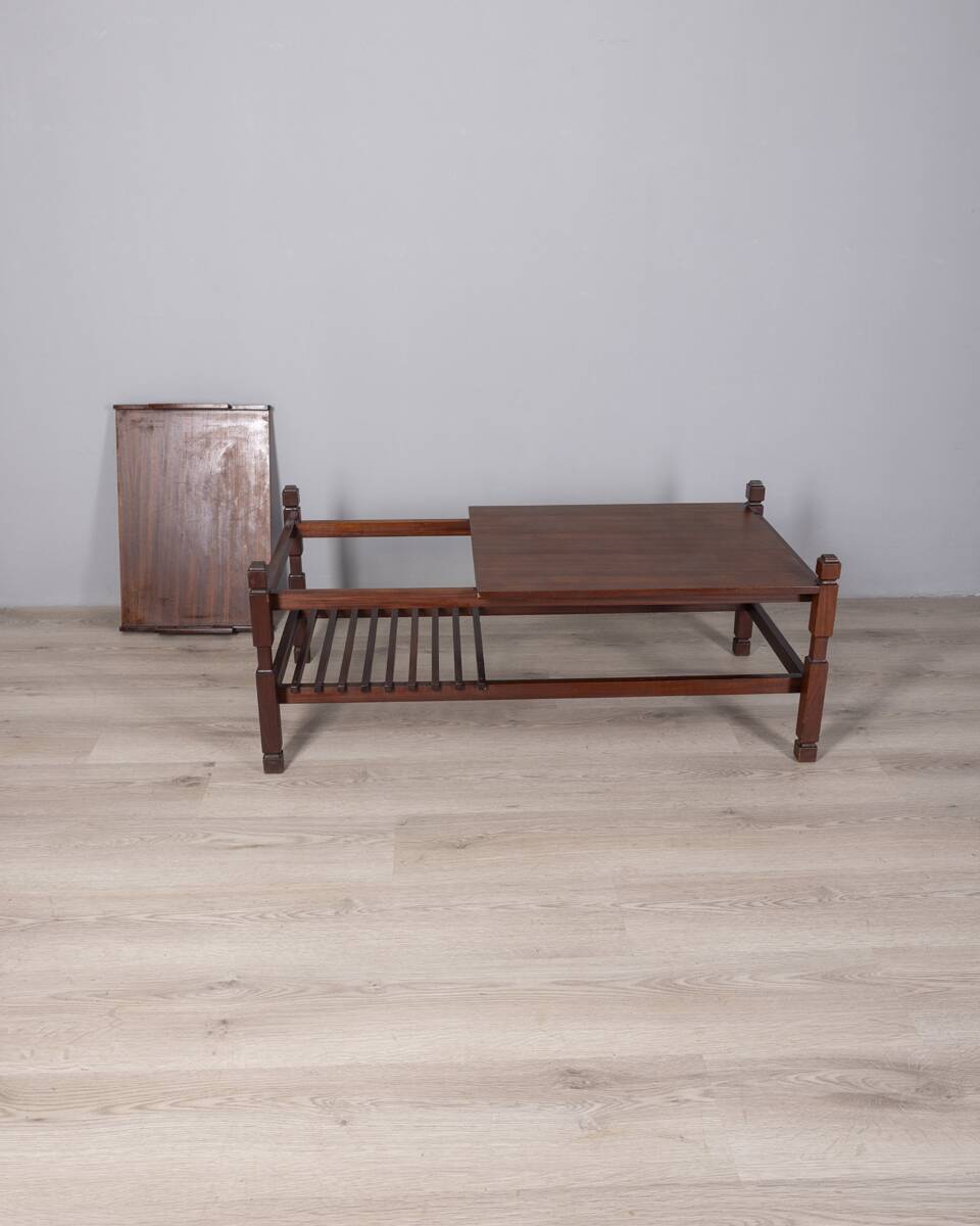 Vintage 1960s coffee table with pull-out tray, Italian design
