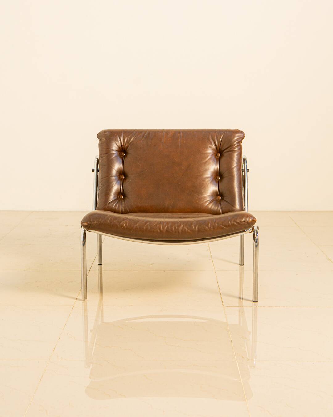 "SZ07" brown leather armchair by Martin Visser for Spectrum 60's
