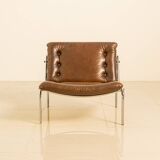 "SZ07" brown leather armchair by Martin Visser for Spectrum 60's