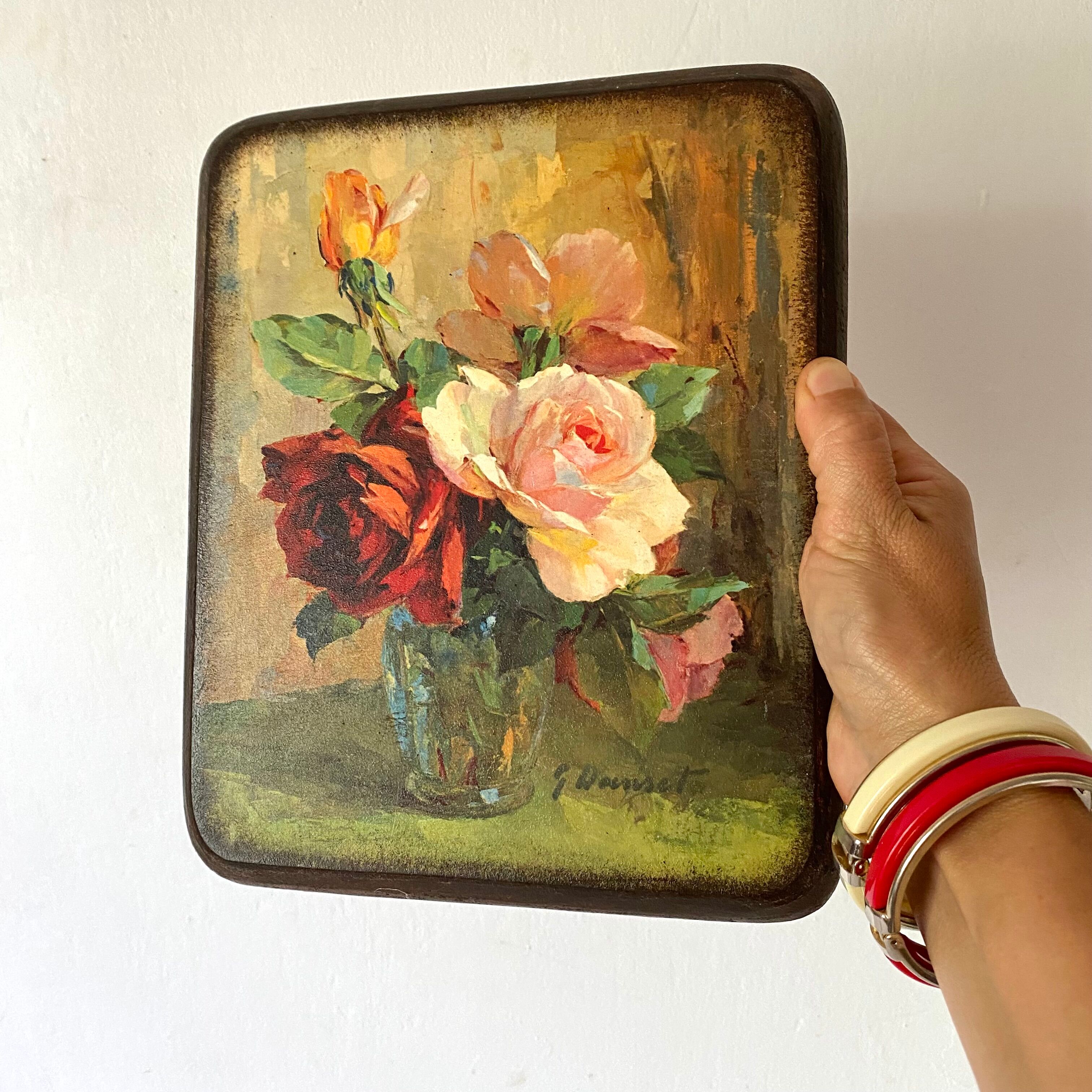 Peinture fleurs  impression d'art sur bois Roses