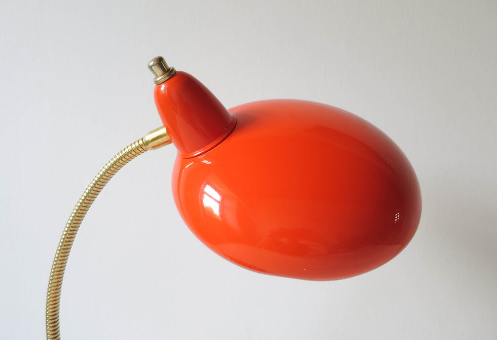 Orange flexible desk lamp