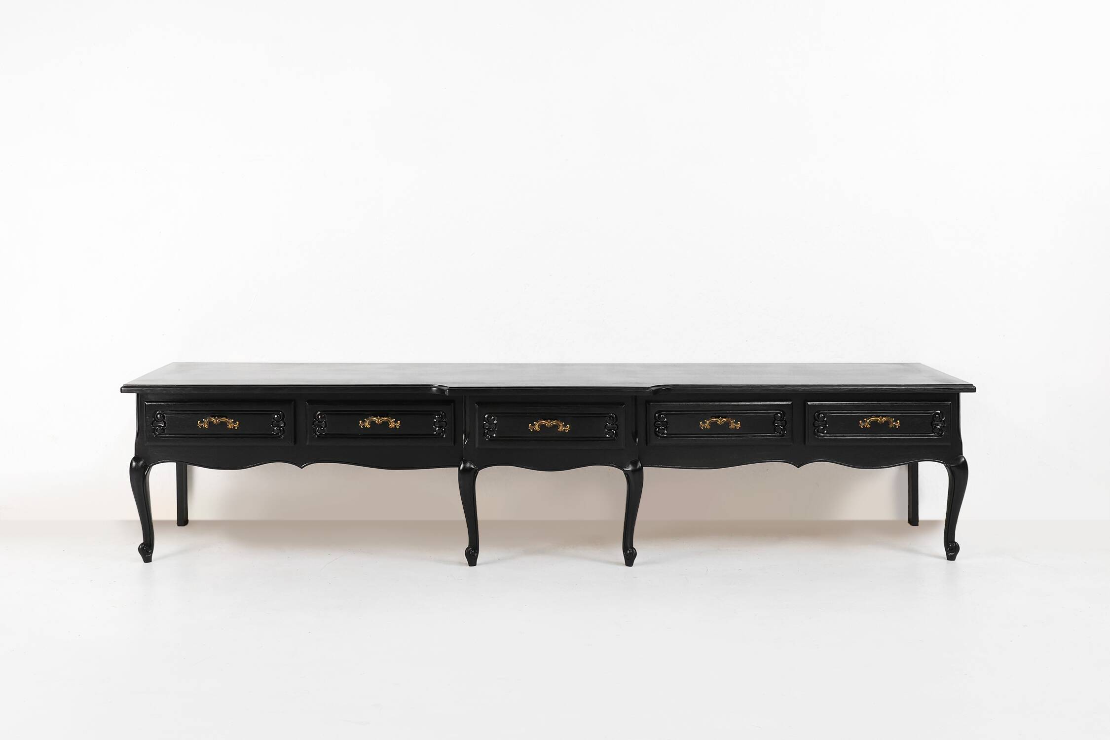 French 20th Century Louis XV style black low sideboard