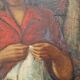 Oil painting, Woman who does sewing