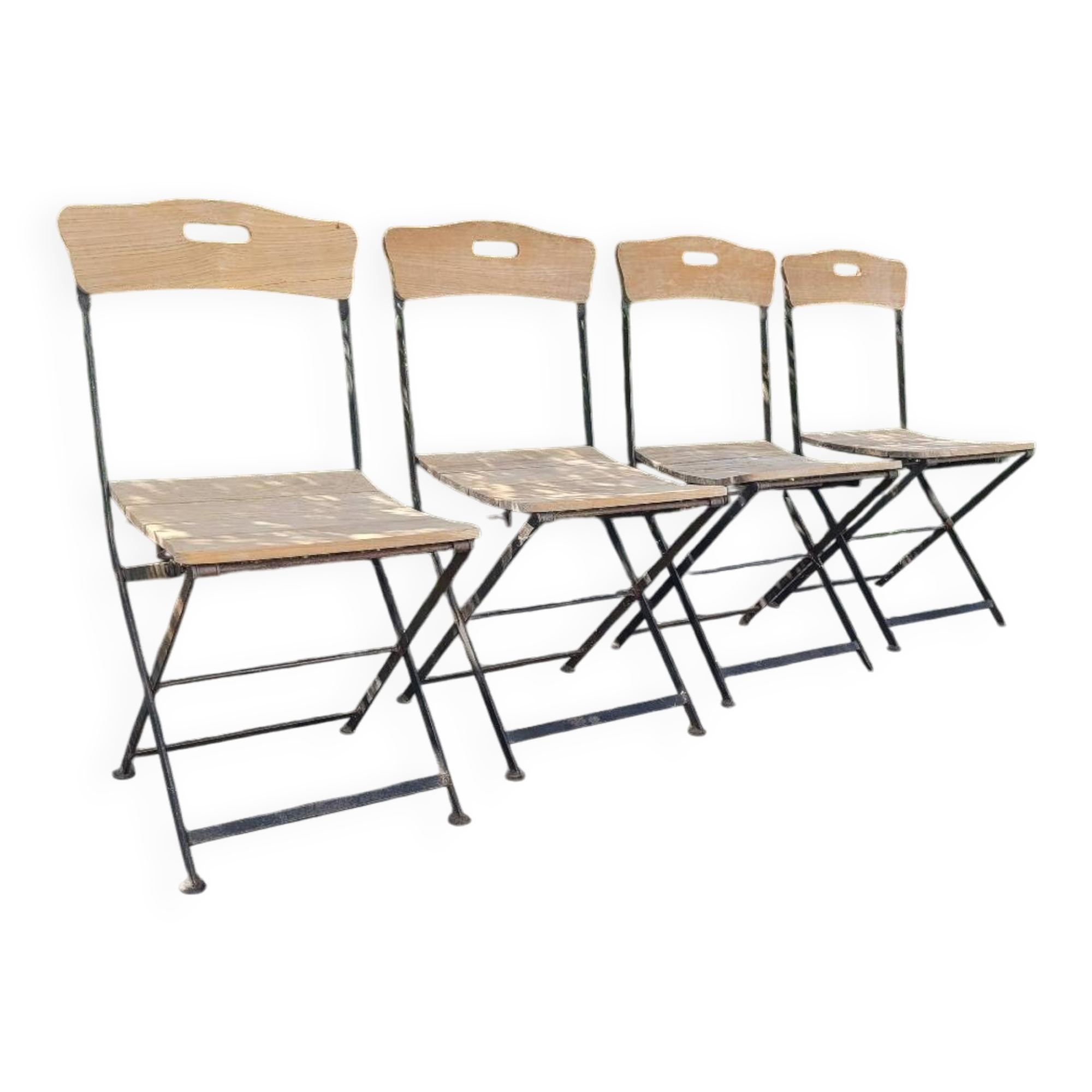 4 folding wooden and metal chairs proloisirs