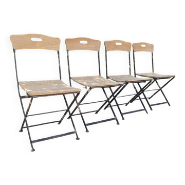 4 folding wooden and metal chairs proloisirs