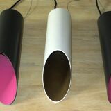 Set of 5 multicoloured cylindrical bar pendant lights, 1970s