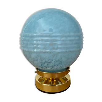 Table lamp gloss vintage glass of Clichy blue