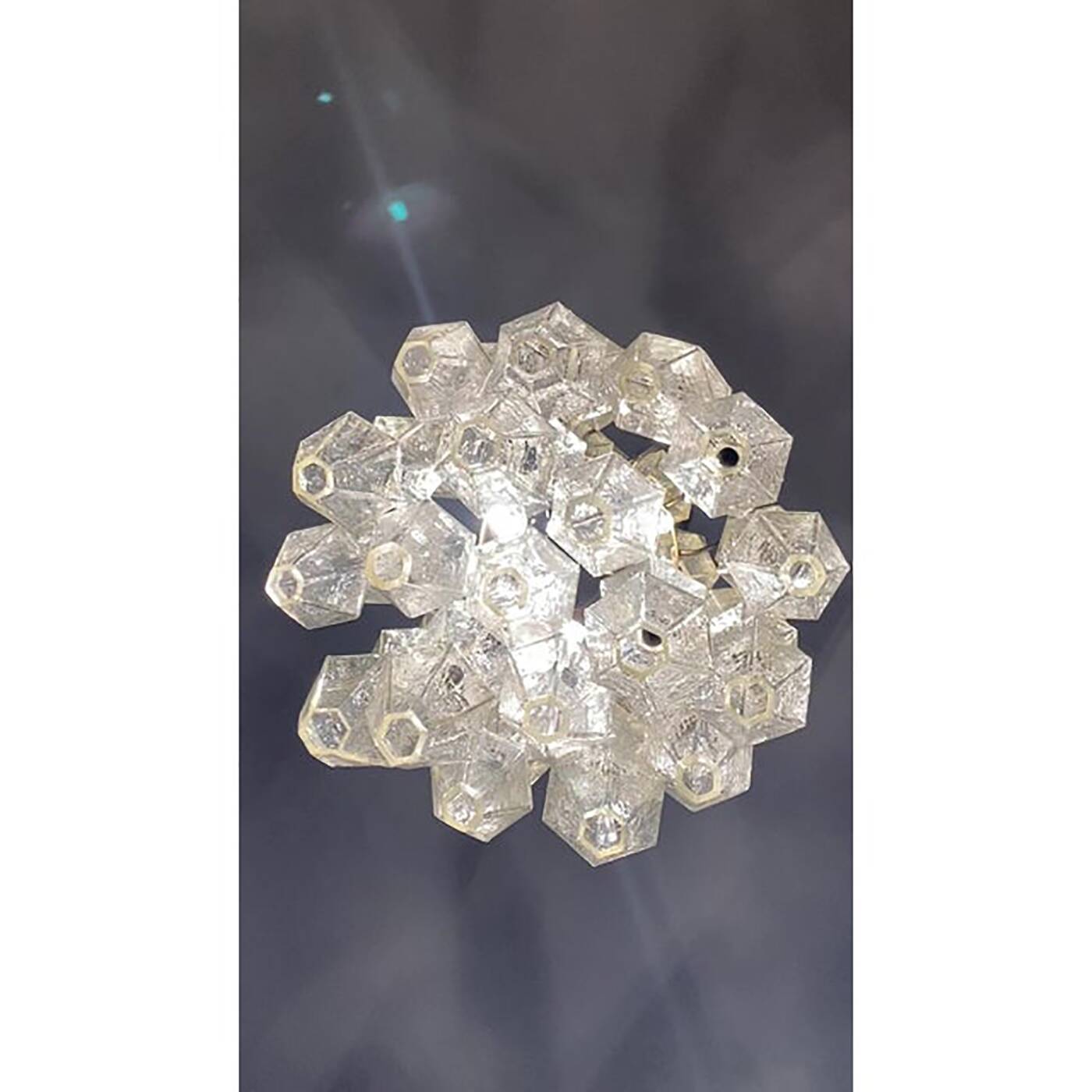 A pair of champagne "poliedro" murano glass chandelier