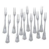 Sfam Empire Without Restraint, 12 snail forks, seafood in silver-plated metal.