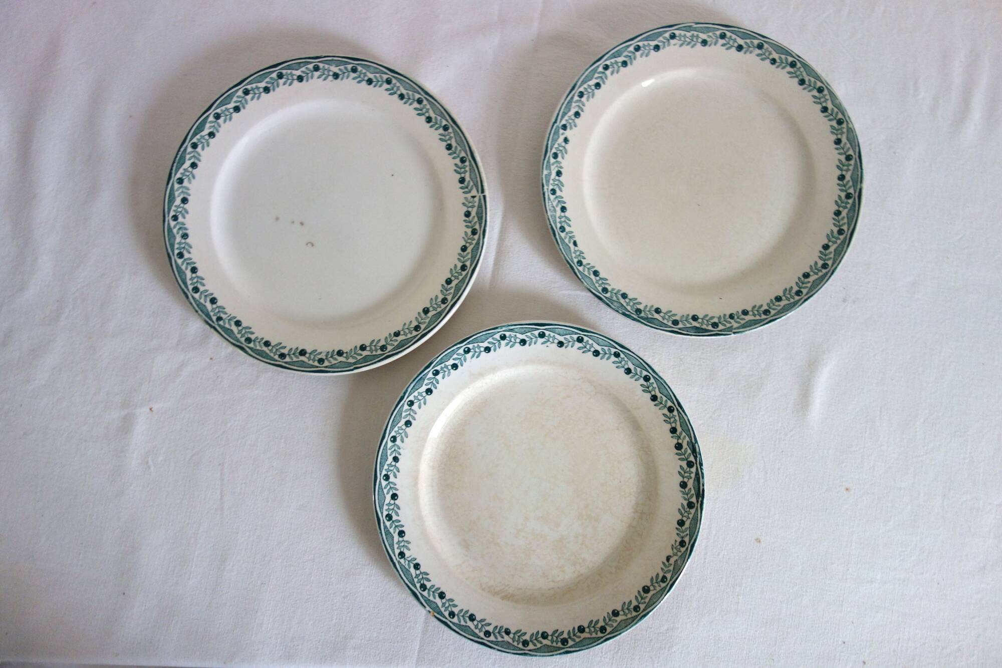 7 old Sarreguemines Orléans dessert plates