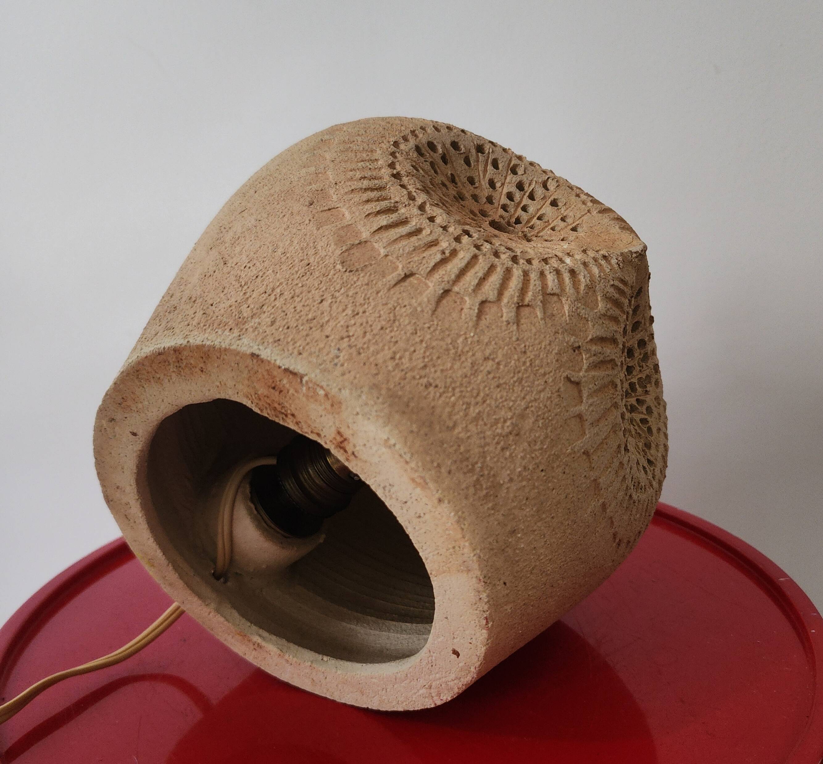 Vintage stoneware owl lamp, circa 1970