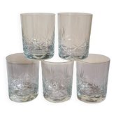 Cinq verres timbales aux étoiles en cristal vintage