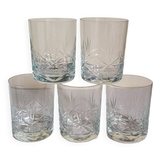 Five timpani glasses with vintage crystal stars