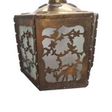 Antique Openwork Sawn Brass Pendant Lamp, early 1900s
