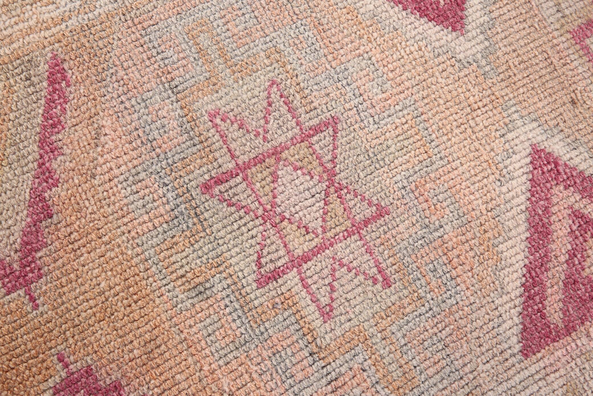 3x12 Rug For Kitchen Pale Red Pink Turkish Vintage Runner Rug 85x367Cm