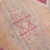 3x12 Rug For Kitchen Pale Red Pink Turkish Vintage Runner Rug 85x367Cm