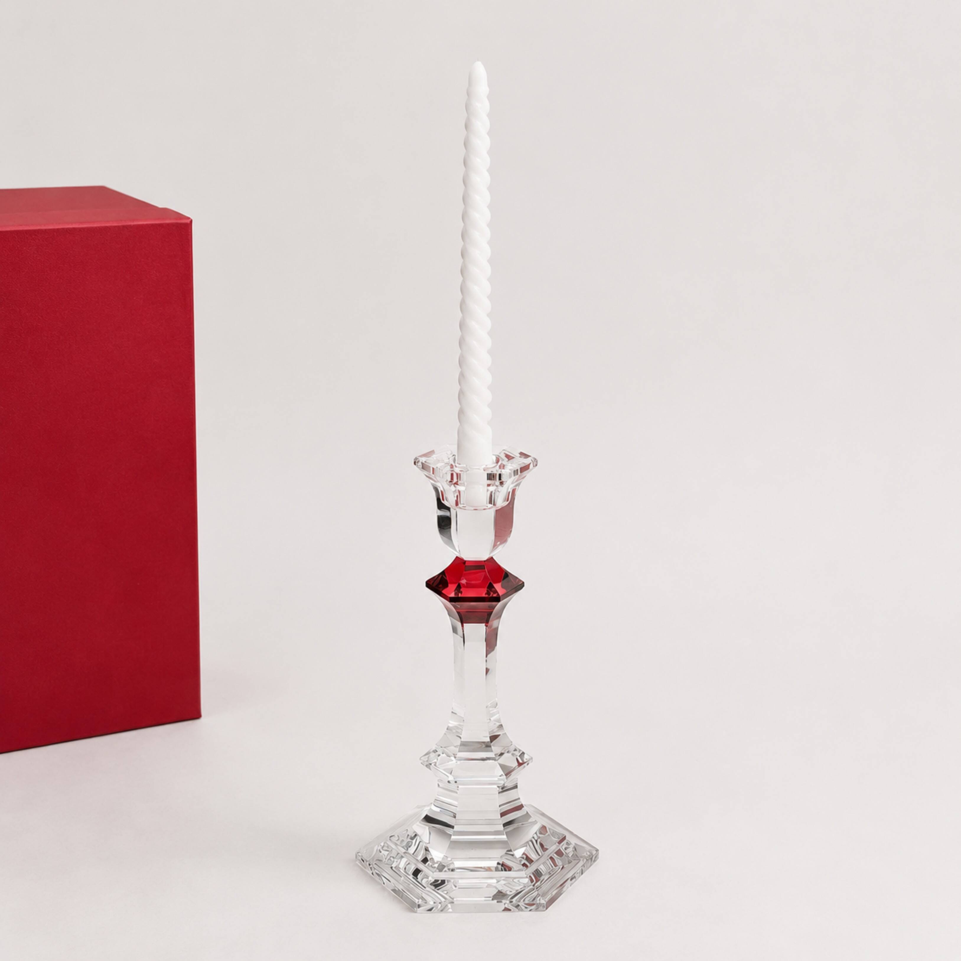 Baccarat - Candlestick (2) - Crystal, Glass - Harcourt candlestick Red