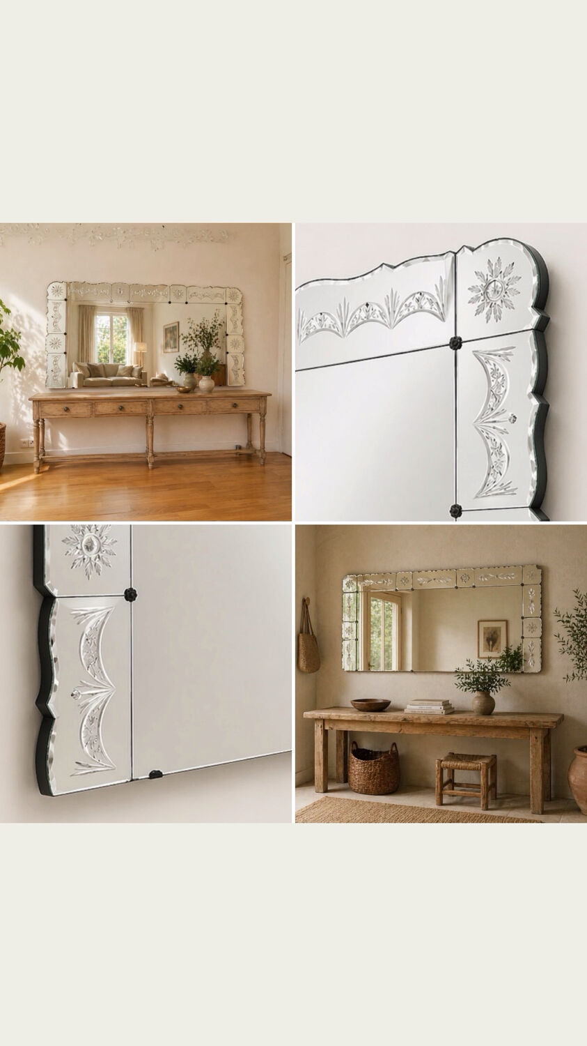 Large antique Art Deco Venetian mirror 203x100