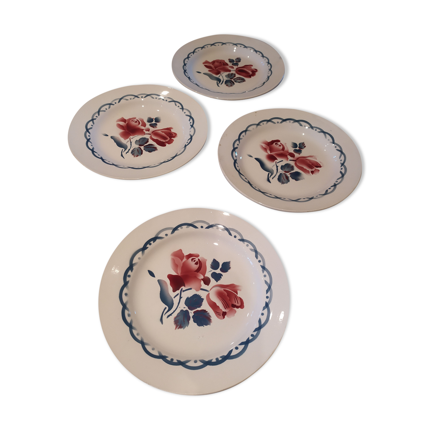Flat earthenware plates by Digoin Sarreguemines