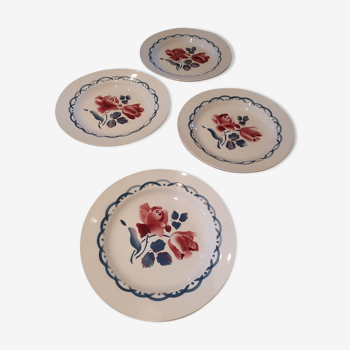 Assiettes plates en faïence de Digoin Sarreguemines