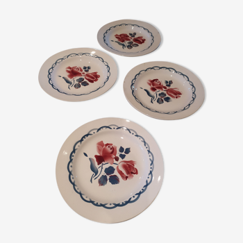 Flat earthenware plates by Digoin Sarreguemines