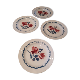 Flat earthenware plates by Digoin Sarreguemines