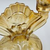 Pair of Empoli amber glass chandeliers in Art Deco style