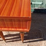 Pair of cherry wood marquetry bedside tables