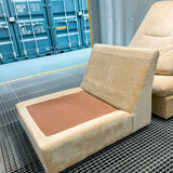 Pair of vintage beige velvet chairs