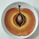 5 hand-painted dessert plates, decorated with stylised fruits.