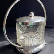 Biscuitier cristal taillé et métal argenté F. W. Quist (1831-1903)
