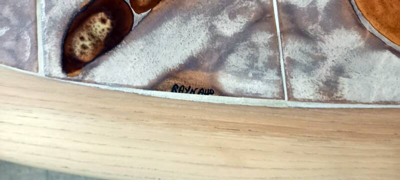 Oval coffee/living room table signed RAYNAUD - 1960s.