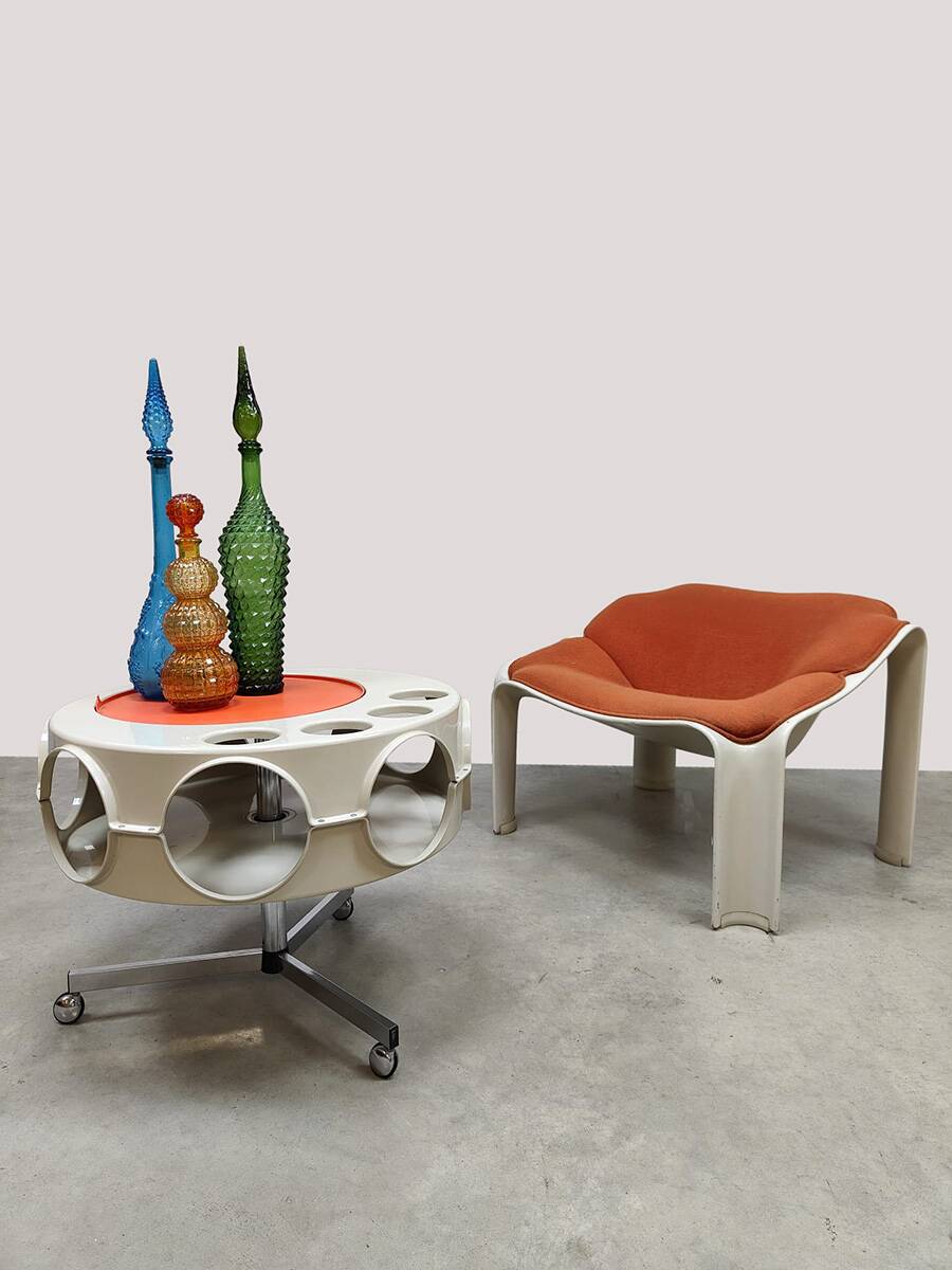 Vintage rotobar space age trolley Curver 'Orange accent'