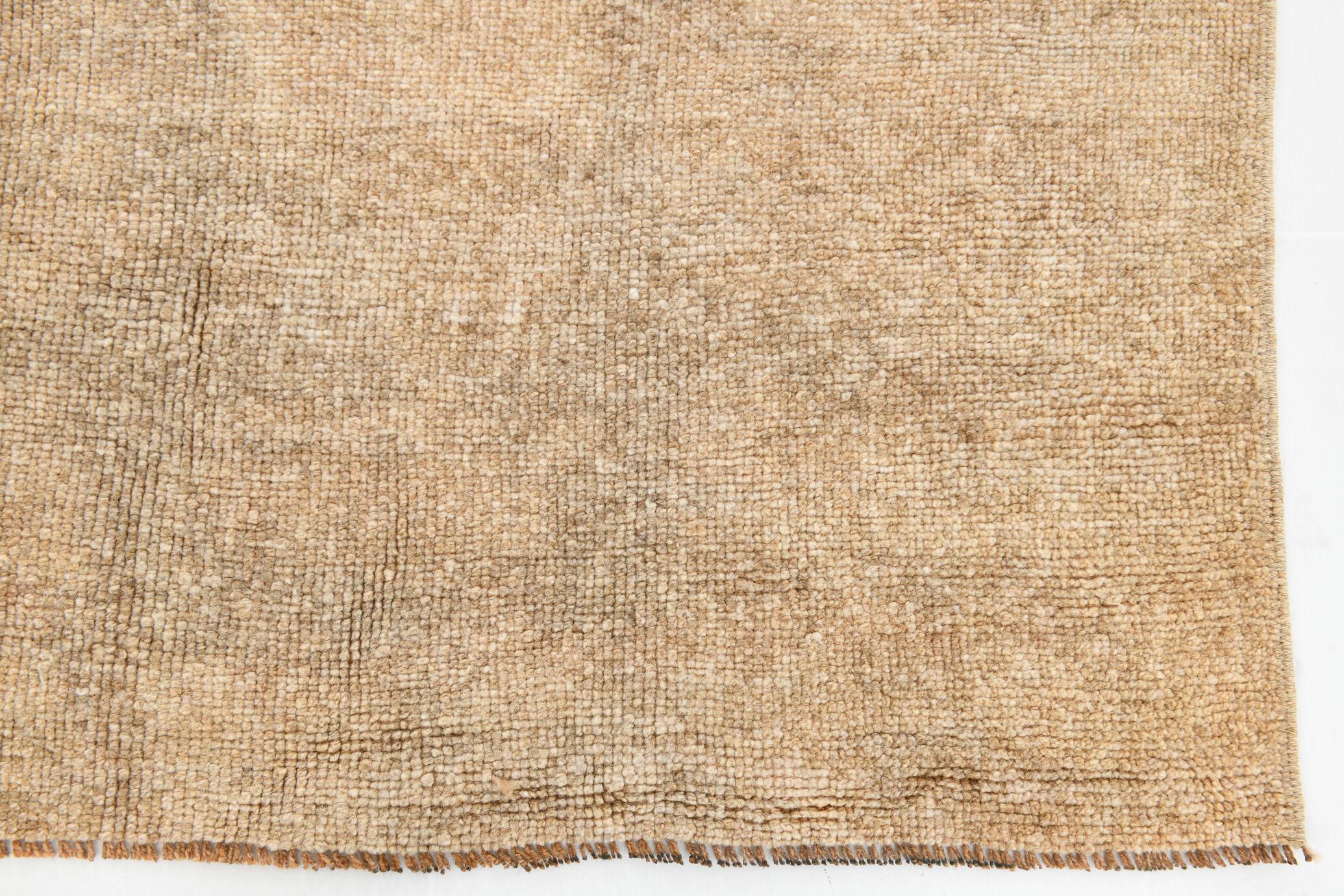 Brown and beige wool oushak rug 286x181cm